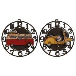 Zegar Ścienny Home ESPRIT Żółty Czerwony Metal Vintage 34 x 33,5 x 32,5 cm (2 Sztuk)