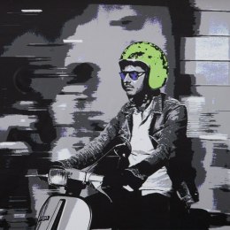 Obraz Biały Czarny Kolor Zielony Vespa 103 x 6 x 83 cm