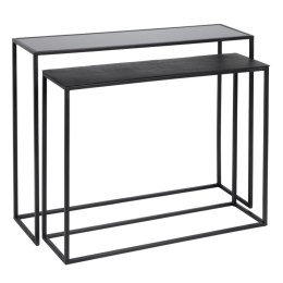 Konsola Czarny Aluminium Szkło Żelazo 98 x 28 x 82 cm (2 Sztuk)