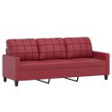 3-osobowa sofa, winna czerwień, 180 cm, sztuczna skóra