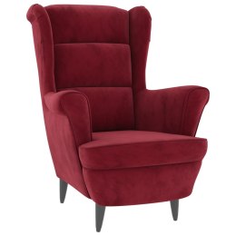 Fotel w kolorze winnej czerwieni, aksamitny