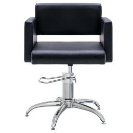 Krzesło do salonu fryzjerskiego, czarne, obite sztuczną skórą