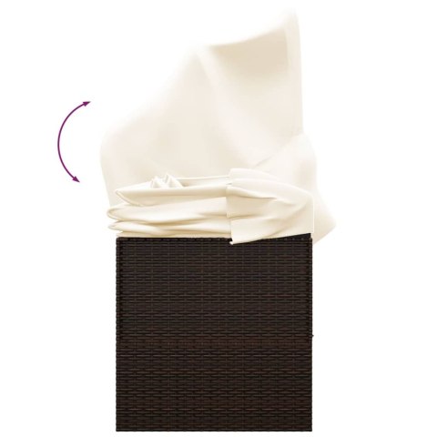 Leżanka ogrodowa z daszkiem i poduszkami, brązowa, polirattan