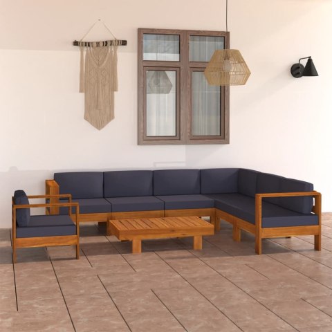 8-cz. zestaw mebli ogrodowych, ciemnoszare poduszki, akacja 8-cz. zestaw mebli ogrodowych, ciemnoszare poduszki, akacja