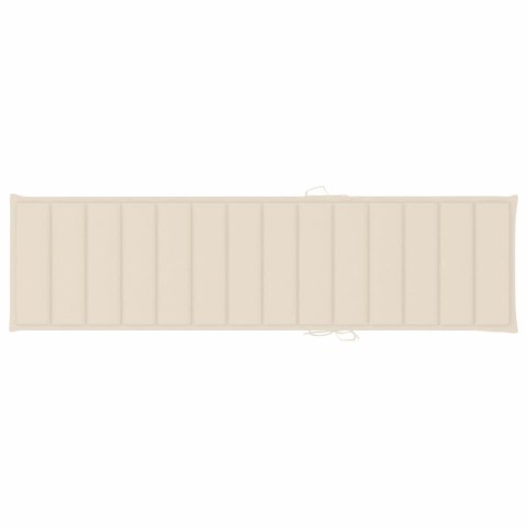 Leżak z kremową poduszką, lite drewno tekowe