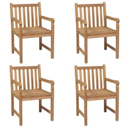 Krzesła ogrodowe z beżowymi poduszkami, 4 szt., drewno tekowe