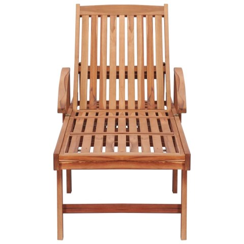 Leżaki ze stolikiem i poduszkami, 2 szt., lite drewno tekowe