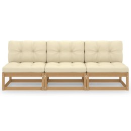 3-osobowa sofa z poduszkami, lite drewno sosnowe