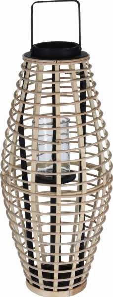 Lampion latarnia bambusowa naturalny z wkładem szklanym 30x64cm