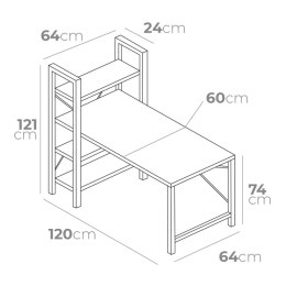 Biurko z półką EDM 75196 Czarny Drewno Metal 121 x 120 x 64 cm