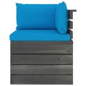 Ogrodowa sofa narożna z palet, z poduszkami, drewno sosnowe