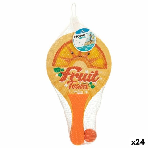 Plażowe łopatki z piłką Aktive Summer Fruits Drewno 18,5 x 31,5 cm (24 Sztuk)