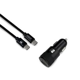 Uniwersalna ładowarka samochodowa USB + kabel USB C Subblim Cargador Ultra Rapido Coche 2xUSB PD18W+QC3.0 + Cable C to C Black