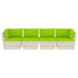 Ogrodowa sofa 4-osobowa z palet, z poduszkami, drewno świerkowe