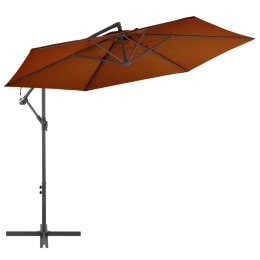 Wiszący parasol ze słupkiem aluminiowym, terakotowy, 300 cm