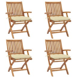 VidaXL Folding Patio Chairs with Cushions 4 pcs Solid Teak Wood