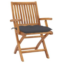 VidaXL Folding Patio Chairs with Cushions 6 pcs Solid Teak Wood