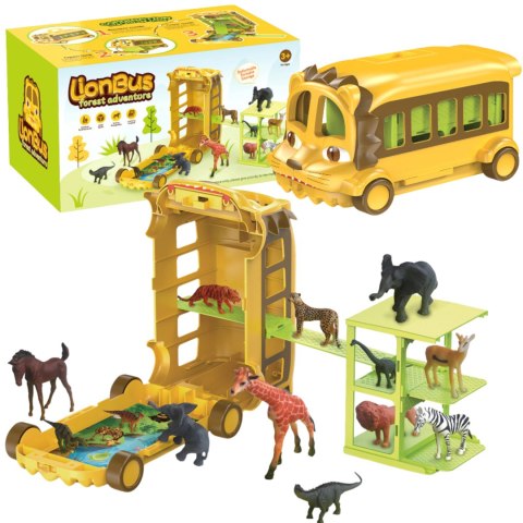 Animal park lion bus with 12 animals
