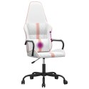 Masujący fotel gamingowy, różowo-biały, sztuczna skóra