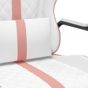 Masujący fotel gamingowy, różowo-biały, sztuczna skóra