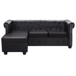 VidaXL L-shaped Chesterfield Sofa Artificial Leather Black