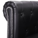 L-shaped Chesterfield Sofa Artificial Leather Black
