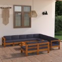 10 Piece Patio Lounge Set with Dark Gray Cushions Acacia Wood