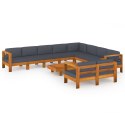 10 Piece Patio Lounge Set with Dark Gray Cushions Acacia Wood