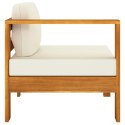 5 Piece Patio Lounge Set with Cream White Cushions Acacia Wood