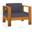 7 Piece Patio Lounge Set with Dark Gray Cushions Acacia Wood