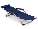 Leżak fotel ogrodowy plażowy składany 2w1 leżanka niebieski