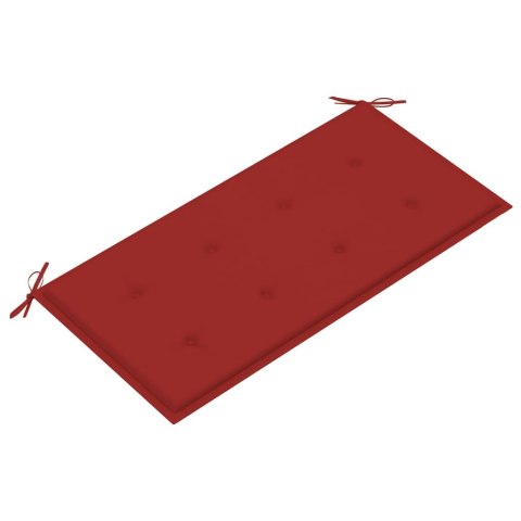Ławka ogrodowa z czerwoną poduszką, 112 cm, lite drewno tekowe Ławka ogrodowa z czerwoną poduszką, 112 cm, lite drewno tekowe