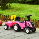 Jeździk traktor New Holland z przyczepką interaktywna kierownica dźwięki dla dzieci różowy