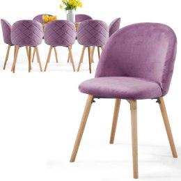 MIADOMODO Zestaw aksamitnych krzeseł do jadalni, fioletowe,