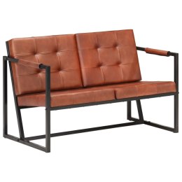 2-Seater Sofa Brown Real Goat Leather