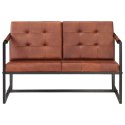 2-Seater Sofa Brown Real Goat Leather