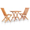 3 Piece Bistro Set with Bright Green Cushions Solid Teak Wood