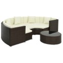 7 Piece Patio Lounge Set with Cushions Poly Rattan Brown