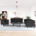 3 Piece Sofa Set Black Velvet