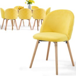 MIADOMODO Zestaw aksamitnych krzeseł do jadalni, żółtych, 8