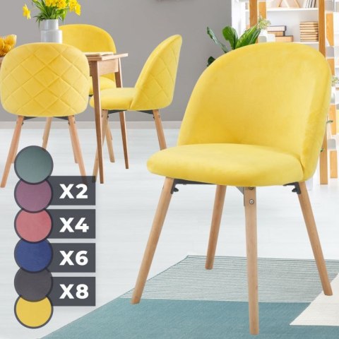 MIADOMODO Komplet krzeseł do jadalni welurowych, żółtych, 4 MIADOMODO Komplet krzeseł do jadalni welurowych, żółtych, 4