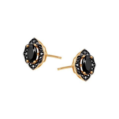 Złote kolczyki KXC20343 - Cyrkonia Czarna