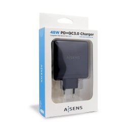 Ładowarka USB ścienna Aisens ASCH-2PD30QC-BK Czarny 48 W USB-C (1 Sztuk)