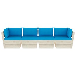 Ogrodowa sofa 4-osobowa z palet, z poduszkami, drewno świerkowe