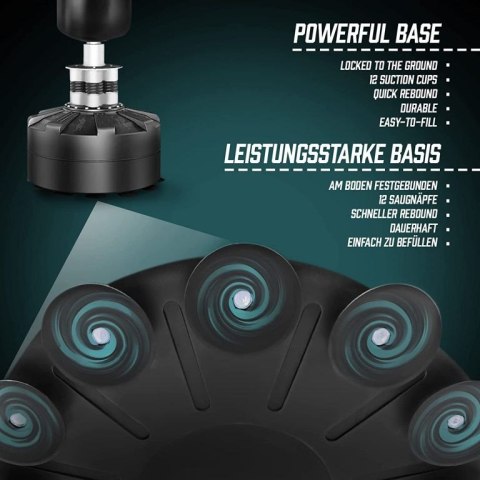 Wolnostojący worek bokserski, 175 cm, 12 przyssawek