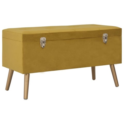 Pufy ze schowkami, 3 szt., musztardowe, obite aksamitem