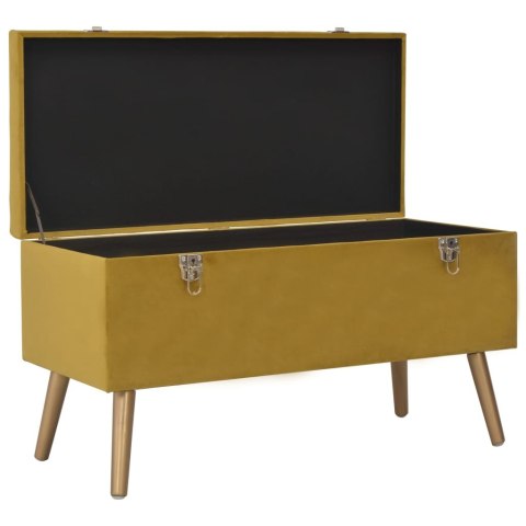 Pufy ze schowkami, 3 szt., musztardowe, obite aksamitem