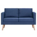 2-osobowa sofa tapicerowana tkaniną, niebieska