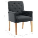 Krzesła stołowe z podłokietnikami, 6 szt., szare, tkanina