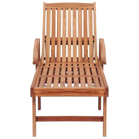 Leżak z poduszką w kolorze taupe, lite drewno tekowe